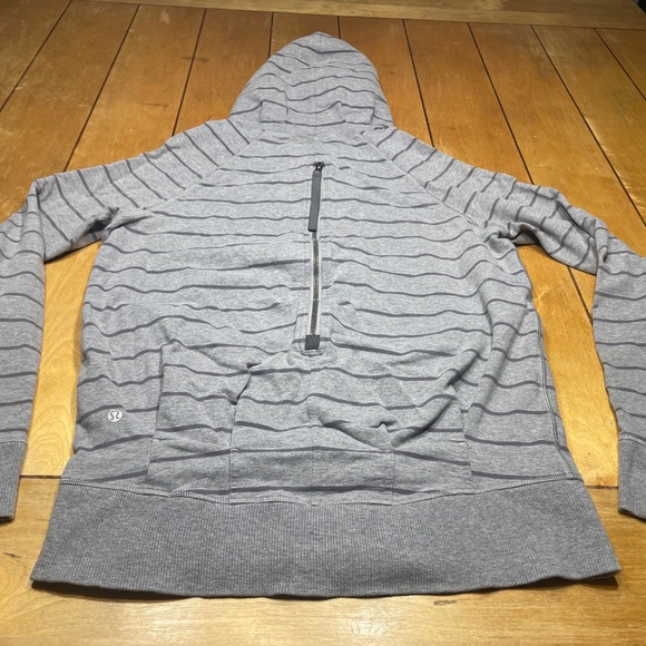 Lululemon Gray Stripe Rollin With My Omies Hoodie Sweatshirt Size XL - Picture 9 of 15